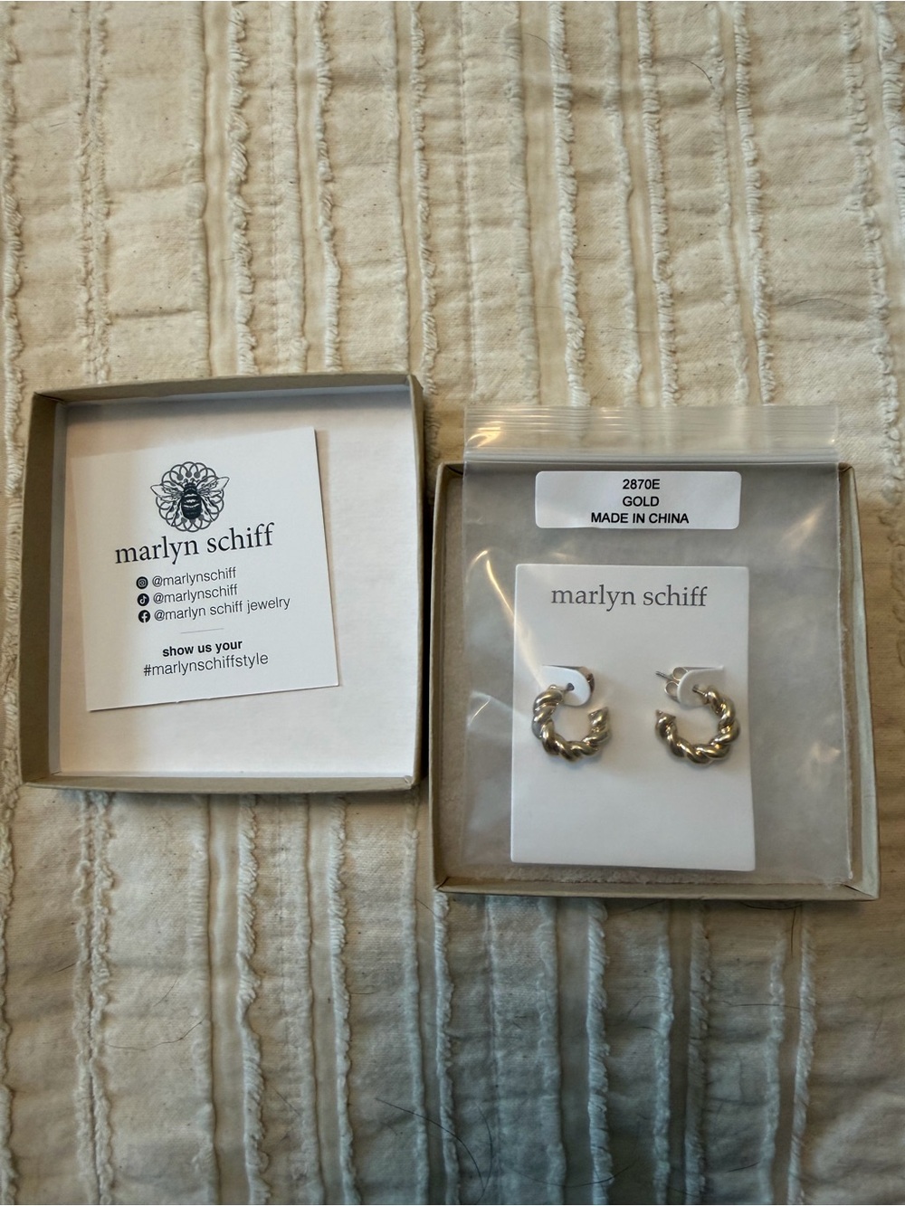 Marlyn Schiff Gold Twisted Hoop Earrings